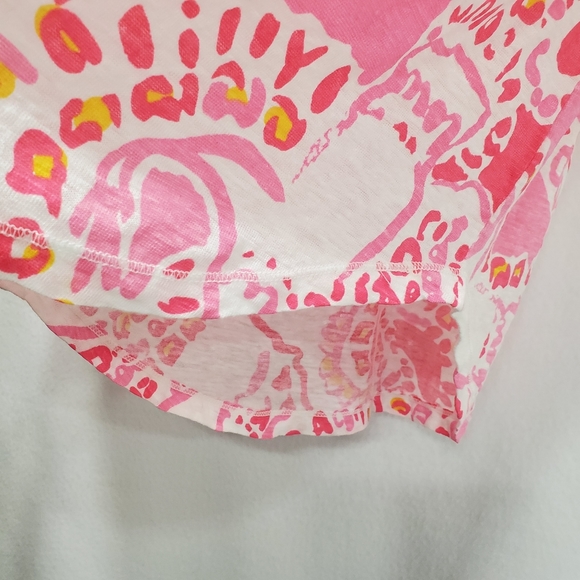 Lilly Pulitzer Duval Linenโ Top Small Coral Elephant Breathable Lightweight M - Picture 9 of 15